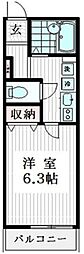 アイル中野 1階1Kの間取り