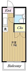若樹ハイツ ワンルームの間取図画像
