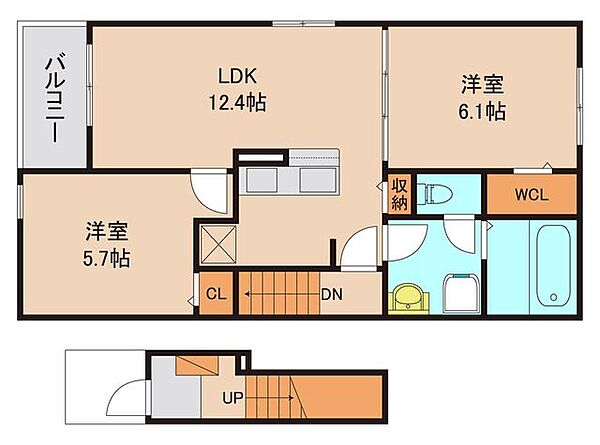 アザレアＴ　III 201｜茨城県取手市谷中(賃貸アパート2LDK・2階・56.44㎡)の写真 その2