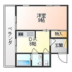 神戸高速東西線 花隈駅 徒歩2分の賃貸マンション 8階1DKの間取り