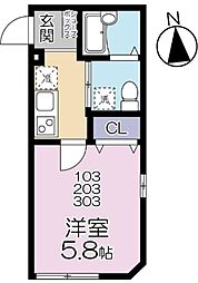 グランシャレー千住旭町 1Kの間取図画像