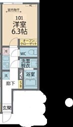相模原市緑区橋本4丁目アパート 1Kの間取図画像
