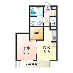 ブールヴァール 2階1DKの間取り