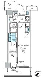 パークアクシス品川南大井パークフロント 5階1LDKの間取り