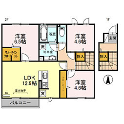 セントコリーヌB 3LDKの間取図画像