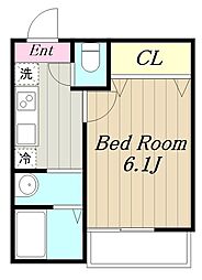 アザーレ・パッシオ本厚木B0 2階1Kの間取り