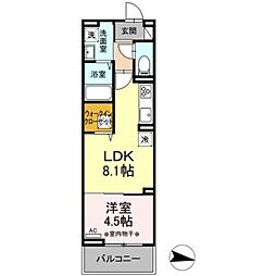 D-リベルテ 1LDKの間取図画像