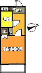 ランバーパート5 1Kの間取図画像