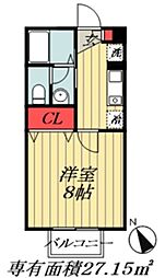 オーキッド 1Kの間取図画像
