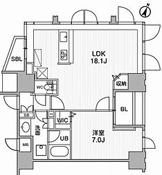 東神田テラスレジデンス 1LDKの間取図画像