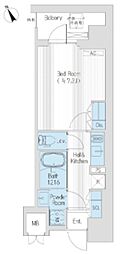 ハレマカニ御苑 1Kの間取図画像