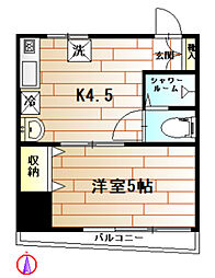 JR中央線 高円寺駅 徒歩12分の賃貸マンション 2階1Kの間取り