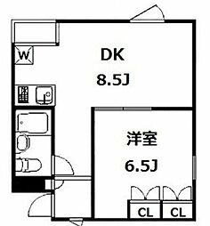 カメリア・調布 1DKの間取図画像