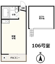 メゾンアルエット ワンルームの間取図画像