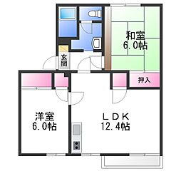 ラ・フォーレ深井D棟 2LDKの間取図画像