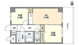 ミリアレジデンス西蒲田 4階2DKの間取り