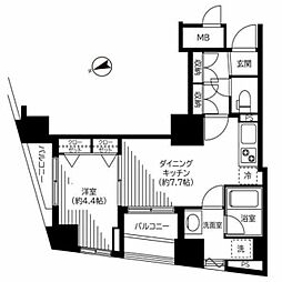 銀座レジデンス伍番館 1DKの間取図画像