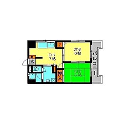 シャトレ城戸 2DKの間取図画像