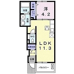サングレイス 1LDKの間取図画像