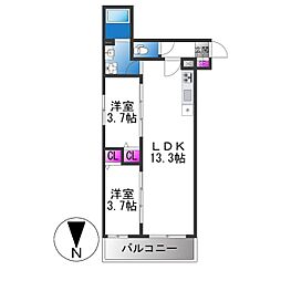 東大阪市吉田6丁目アパート 2LDKの間取図画像