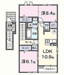 アルバ Ｂ 2階2LDKの間取り