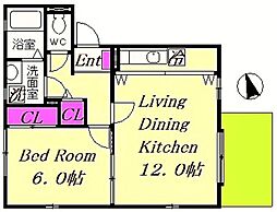 フローレスアマポーラ 1LDKの間取図画像