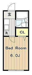 ハイツ土方A 1Kの間取図画像