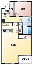 カルパティア市ヶ谷 1LDKの間取図画像