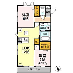 メルベーユ 2LDKの間取図画像