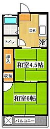 アルバーノ 2階2DKの間取り