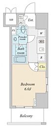プラウドフラット神楽坂2 1Kの間取図画像