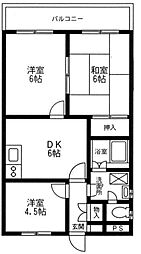 伊沢コーポ 2階3DKの間取り