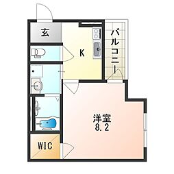フジパレス我孫子前2番館 1Kの間取図画像
