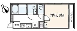 ハイツハク 1Kの間取図画像