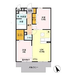 レフィナード 2LDKの間取図画像