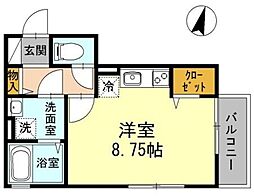 メゾンデュプレ 2階ワンルームの間取り