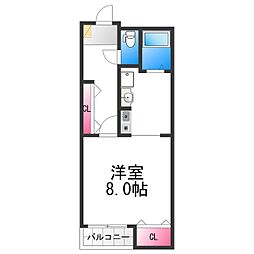 フォーレスト中百舌鳥 1Kの間取図画像