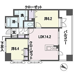 アントゥール薬院 2LDKの間取図画像