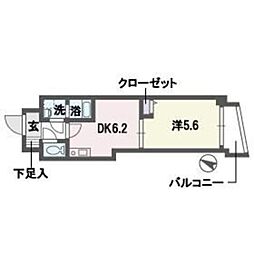 エムロード平尾 1DKの間取図画像