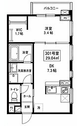 DEEPFOREST 1LDKの間取図画像