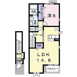 コルテーゼ　III 2階1LDKの間取り