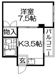 マルエスマンション 1Kの間取図画像