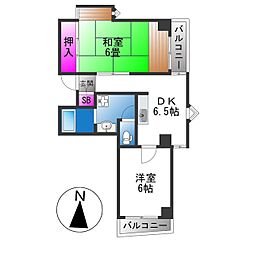 メゾンド勝山 2DKの間取図画像