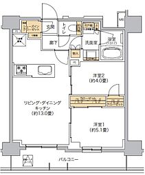 リビオメゾン西麻布 2LDKの間取図画像