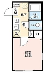 ラフィーネ西谷C 1Kの間取図画像
