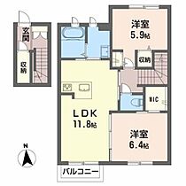 レフィアント土崎 202 ｜ 秋田県秋田市土崎港東４丁目6-33（賃貸アパート2LDK・2階・62.72㎡） その2