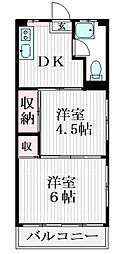富士マンション 2DKの間取図画像