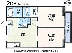 コンフォート新吉田A 2DKの間取図画像