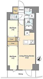 ドゥーエ三ノ輪3 2LDKの間取図画像
