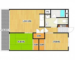 大産原ビル 2LDKの間取図画像